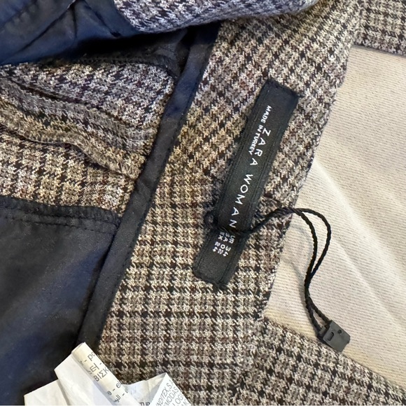 ZARA Asymmetrical Hem Plaid Trousers size 2 - Picture 5 of 11